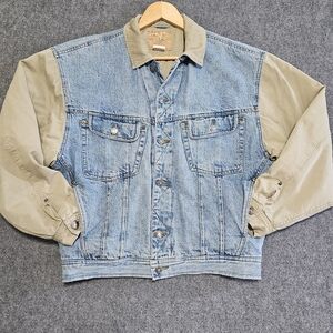 Vintage Gap Canvas Denim Block Jean Jacket BOXY Quilted Liner M Trucker WOW!